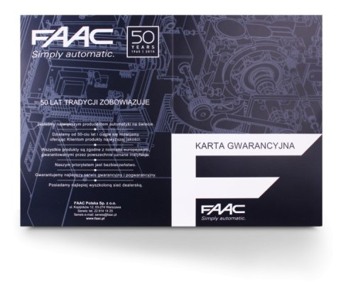 Zestaw Handy 24V - FAAC S418 do 5.4m bram dwuskrzydłowych Zestaw Handy 24V - FAAC S418 do 5.4m bram dwuskrzydłowych
