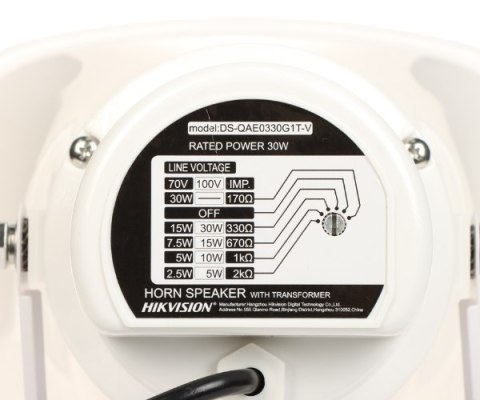 GŁOŚNIK TUBOWY DS-QAE0330G1T-V 30 W IP65 Hikvision GŁOŚNIK TUBOWY DS-QAE0330G1T-V 30 W IP65 Hikvision