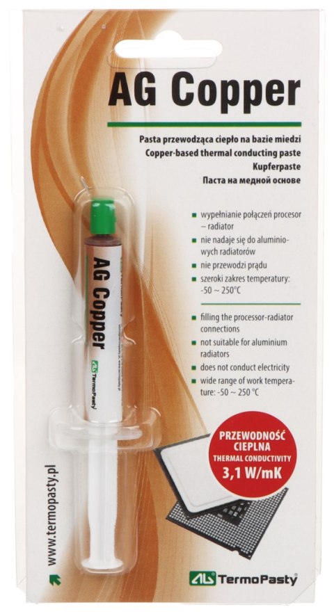 PASTA TERMOPRZEWODZĄCA AG-COPPER/1.5 1.5 ml AG TERMOPASTY PASTA TERMOPRZEWODZĄCA AG-COPPER/1.5 1.5 ml AG TERMOPASTY