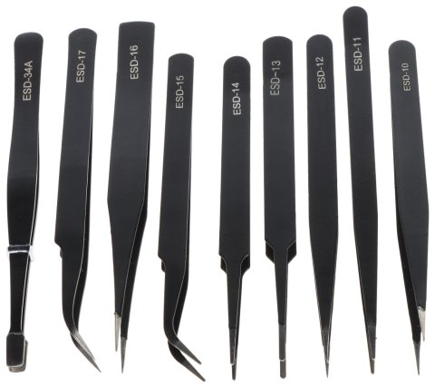 ZESTAW PĘSET PRECYZYJNYCH TWEEZERS-SET/1 9 SZT. ZESTAW PĘSET PRECYZYJNYCH TWEEZERS-SET/1 9 SZT.