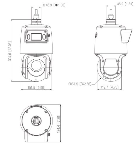 KAMERA IP SZYBKOOBROTOWA SDT4E425-4F-GB-A-PV1-0400 PANORAMICZNA TiOC WizSense Smart Dual Light - 3.7 Mpx 5 ... 125 mm, 2.8 mm DA