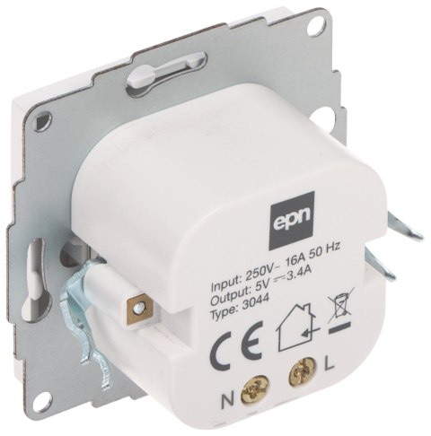 GNIAZDO ŁADOWANIA SANTRA/4108-10/EPN USB 5 V DC / 3.4 A Elektro-Plast GNIAZDO ŁADOWANIA SANTRA/4108-10/EPN USB 5 V DC / 3.4 A Elektro-Plast