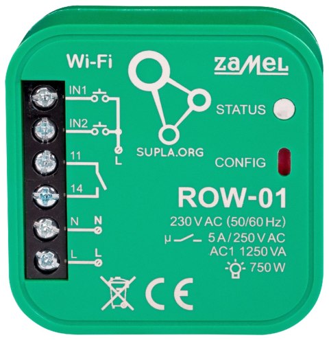 INTELIGENTNY PRZEŁĄCZNIK ROW-01 Wi-Fi 230 V AC ZAMEL INTELIGENTNY PRZEŁĄCZNIK ROW-01 Wi-Fi 230 V AC ZAMEL