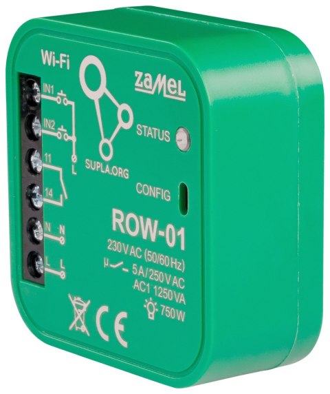 INTELIGENTNY PRZEŁĄCZNIK ROW-01 Wi-Fi 230 V AC ZAMEL INTELIGENTNY PRZEŁĄCZNIK ROW-01 Wi-Fi 230 V AC ZAMEL