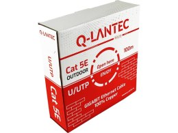 Kabel U/UTP kat.5e, sieciowy, skrętka, PE zewnętrzny suchy, Fca 4PR, 1Gb/s, czarny, 100m - Q-LANTEC