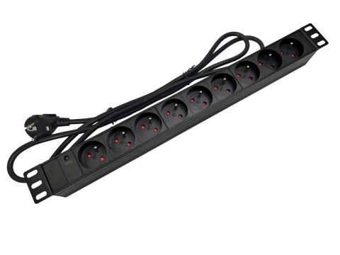 Listwa zasilająca 19" 230V - 9 gniazd (typu E - CEE 7/5), z diodą LED, kabel 1,8m CEE 7/7 ALANTEC Listwa zasilająca 19" 230V - 9 gniazd (typu E - CEE 7/5), z diodą LED, kabel 1,8m CEE 7/7 ALANTEC