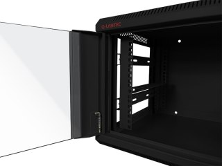 Szafka rack wisząca 19" 4U 600x450, niedzielona, drzwi szklane jednoskrzydłowe, tył osłona pełna, osłony boczne zamykane na kluc