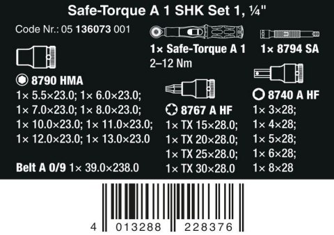 KLUCZ DYNAMOMETRYCZNY SAFE-TORQUE 1/4'', 2-12NM, 20CZ WERA KLUCZ DYNAMOMETRYCZNY SAFE-TORQUE 1/4'', 2-12NM, 20CZ WERA