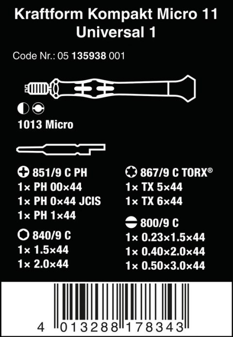 ZESTAW KRAFTFORM KOMPAKT MICRO 11 UNIVERSAL 1 ZESTAW KRAFTFORM KOMPAKT MICRO 11 UNIVERSAL 1