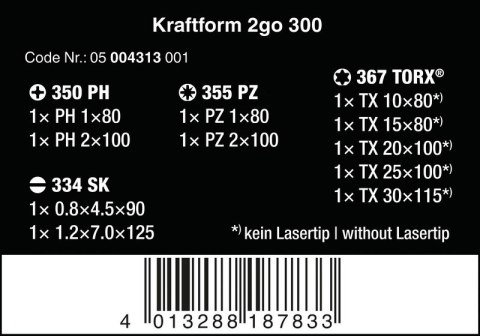 ZESTAW WKRĘTAKÓW KRAFTFORM 2GO 300, 11 CZĘŚĆI WERA ZESTAW WKRĘTAKÓW KRAFTFORM 2GO 300, 11 CZĘŚĆI WERA