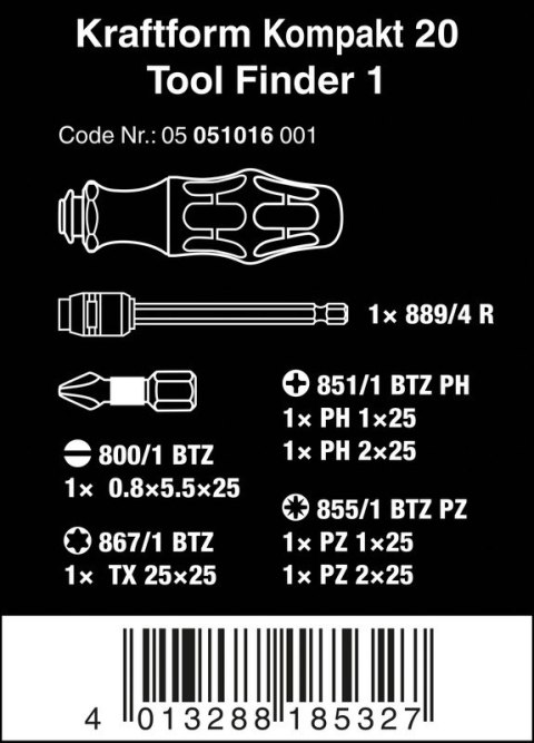 ZESTAW WKRĘTAKÓW KRAFTFORM KOMPAKT TOOL FINDER+ETUI, 7CZ WERA ZESTAW WKRĘTAKÓW KRAFTFORM KOMPAKT TOOL FINDER+ETUI, 7CZ WERA