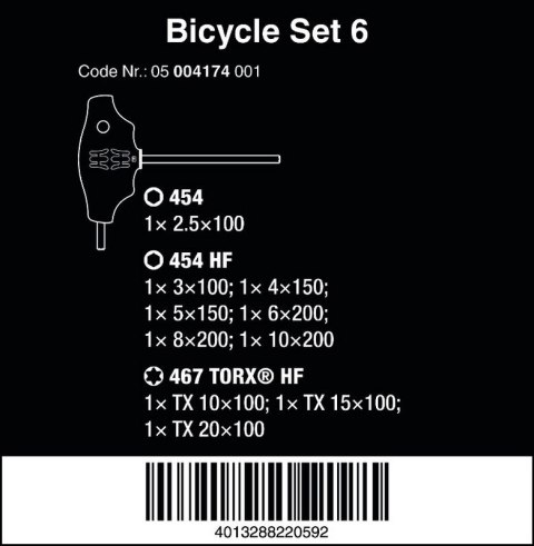 ZESTAW WKRĘTAKÓW T HEX I TORX BICYCLE SET 6, 10 CZĘŚĆ WERA ZESTAW WKRĘTAKÓW T HEX I TORX BICYCLE SET 6, 10 CZĘŚĆ WERA