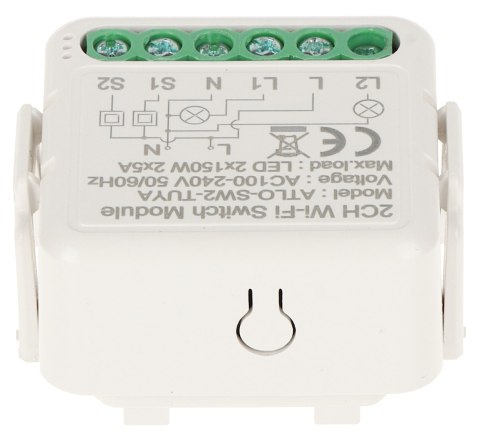 PODWÓJNY INTELIGENTNY STEROWNIK OŚWIETLENIA LED ATLO-SW2-TUYA Wi-Fi, Tuya Smart PODWÓJNY INTELIGENTNY STEROWNIK OŚWIETLENIA LED ATLO-SW2-TUYA Wi-Fi, Tuya Smart