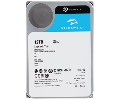 DYSK DO REJESTRATORA HDD-ST12000VE003 12TB 24/7 SkyHawk AI SEAGATE DYSK DO REJESTRATORA HDD-ST12000VE003 12TB 24/7 SkyHawk AI SEAGATE
