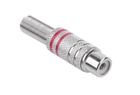 Gniazdo RCA nikiel 2 paski na kabel czerwone Gniazdo RCA nikiel 2 paski na kabel czerwone