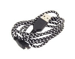 KK21C Kabel micro USB 1m czarny oplot