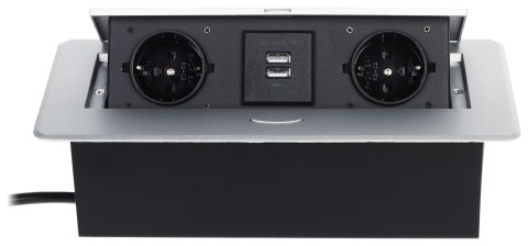 LISTWA ZASILAJĄCA MEBLOWA FPS-2S2U/CABLE (2 GNIAZDA + 2 USB)