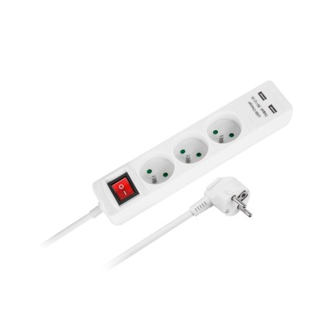 Przedłużacz sieciowy Rebel 3 gniazda + 2 gniazda USB z wyłacznikiem - 5m Przedłużacz sieciowy Rebel 3 gniazda + 2 gniazda USB z wyłacznikiem - 5m