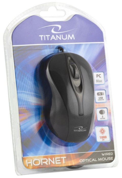 TM103K Mysz przewodowa 3D optyczna USB Hornet czarna Titanum TM103K Mysz przewodowa 3D optyczna USB Hornet czarna Titanum