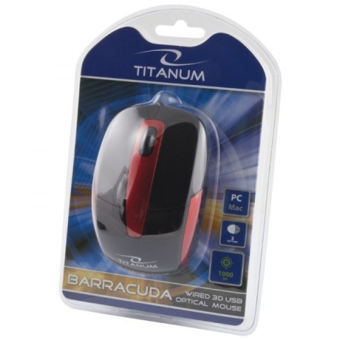 TM108K Mysz przewodowa 3D optyczna USB Barracuda czarna Titanum TM108K Mysz przewodowa 3D optyczna USB Barracuda czarna Titanum
