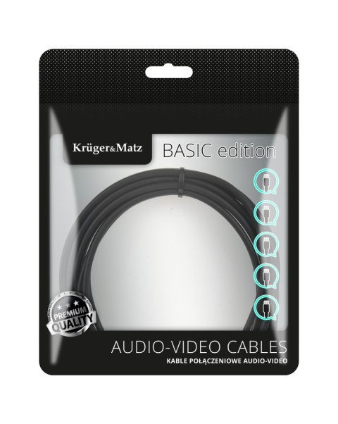 Kabel jack 3.5 kątowy - jack 3.5 prosty sprężynka 1.8m Kruger&Matz Basic Kabel jack 3.5 kątowy - jack 3.5 prosty sprężynka 1.8m Kruger&Matz Basic