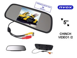 Monitor samochodowy cofania LCD 5cali cali LED w lusterku wstecznym AV 12V... (NVOX NW5005M)