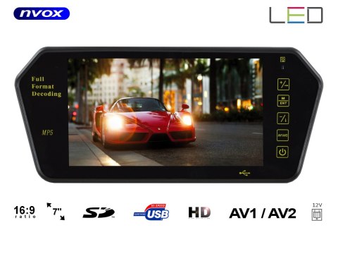 Monitor samochodowy cofania LCD 7cali cali w lusterku wstecznym USB SD AV 12V... (NVOX NW701MP5) Monitor samochodowy cofania LCD 7cali cali w lusterku wstecznym USB SD AV 12V... (NVOX NW701MP5)