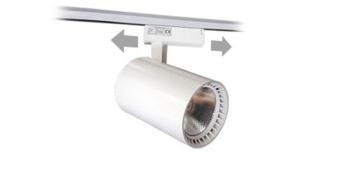 Lampa sklepowa led reflektor szynowy jednofazowy biały 30w 2250 lm światło zimne 6000k Lampa sklepowa led reflektor szynowy jednofazowy biały 30w 2250 lm światło zimne 6000k
