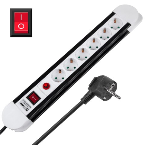 Listwa sieciowa Rebel 6 gniazd typu niemieckiego, kabel 3m (3x1,5) Listwa sieciowa Rebel 6 gniazd typu niemieckiego, kabel 3m (3x1,5)