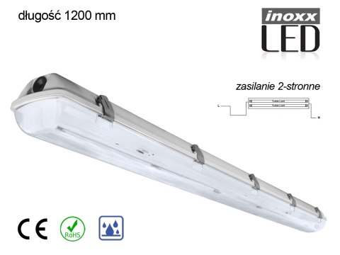 Oprawa hermetyczna przemysłowa ip65 led 2x120cm t8 g13 dwustronnie zasilana Oprawa hermetyczna przemysłowa ip65 led 2x120cm t8 g13 dwustronnie zasilana