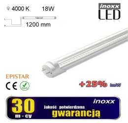 Świetlówka led 120cm 18w t8 4000k g13 neutralna przezroczysta jednostronna