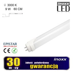 Świetlówka led 60cm 9w t8 3000k g13 jednostronna ciepła
