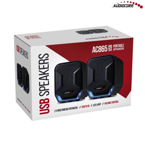 Głośniki komputerowe 6W USB Blue&Black Audiocore AC865 B Głośniki komputerowe 6W USB Blue&Black Audiocore AC865 B