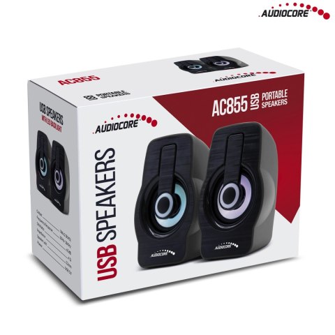 Głośniki komputerowe Audiocore, 6W, USB, Black, AC855 B Głośniki komputerowe Audiocore, 6W, USB, Black, AC855 B