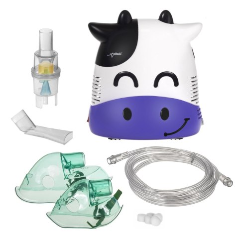 Inhalator dla dzieci Promedix, krówka, zestaw nebulizator, maski, filterki, PR-810 Inhalator dla dzieci Promedix, krówka, zestaw nebulizator, maski, filterki, PR-810