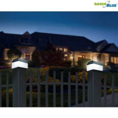 Lampa solarna LED na słupek GreenBlue, 60x60mm, daszek kopertowy, GB126 Lampa solarna LED na słupek GreenBlue, 60x60mm, daszek kopertowy, GB126