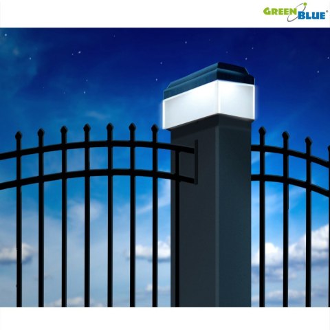 Lampa solarna LED na słupek GreenBlue, 60x60mm, daszek kopertowy, GB126 Lampa solarna LED na słupek GreenBlue, 60x60mm, daszek kopertowy, GB126