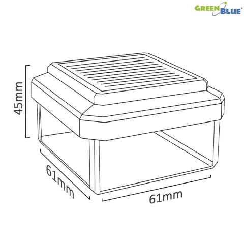 Lampa solarna LED na słupek GreenBlue, 60x60mm, daszek kopertowy, GB126 Lampa solarna LED na słupek GreenBlue, 60x60mm, daszek kopertowy, GB126