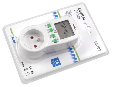 Włącznik czasowy - timer cyfrowy GreenBlue, 16 programów, max 240 programów, GB107 Włącznik czasowy - timer cyfrowy GreenBlue, 16 programów, max 240 programów, GB107