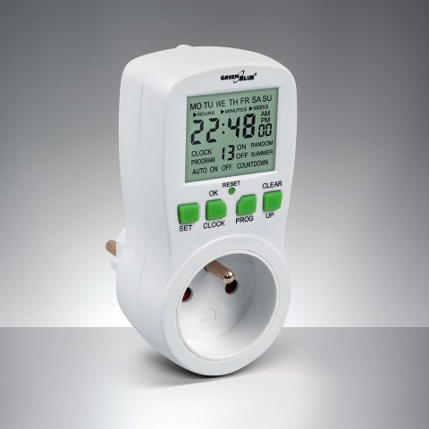 Włącznik czasowy - timer cyfrowy GreenBlue, 16 programów, max 240 programów, GB107 Włącznik czasowy - timer cyfrowy GreenBlue, 16 programów, max 240 programów, GB107