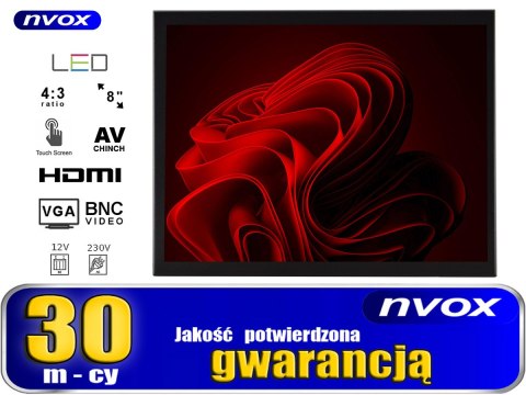 Monitor dotykowy open frame led 8cali vga hdmi av bnc 12v 230v Monitor dotykowy open frame led 8cali vga hdmi av bnc 12v 230v