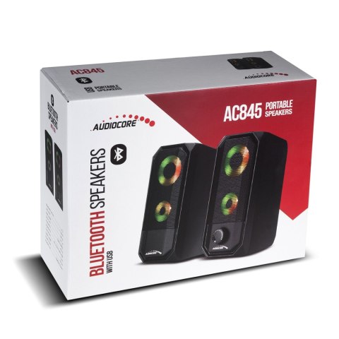 Głośniki komputerowe bluetooth 4.2, 3.5mm mini jack, USB 5v Audiocore AC845 czarne moc 10W - sterowanie dotykowe Głośniki komputerowe bluetooth 4.2, 3.5mm mini jack, USB 5v Audiocore AC845 czarne moc 10W - sterowanie dotykowe