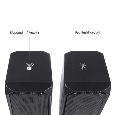 Głośniki komputerowe bluetooth 4.2, 3.5mm mini jack, USB 5v Audiocore AC845 czarne moc 10W - sterowanie dotykowe Głośniki komputerowe bluetooth 4.2, 3.5mm mini jack, USB 5v Audiocore AC845 czarne moc 10W - sterowanie dotykowe