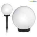 Solarna lampa wolnostojąca ogrodowa GreenBlue, kula 20x20x53cm, bialy LED, GB123