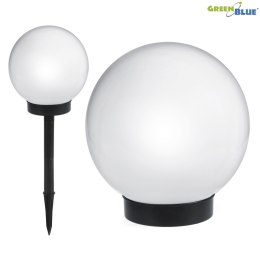 Solarna lampa wolnostojąca ogrodowa GreenBlue, kula 20x20x53cm, bialy LED, GB123