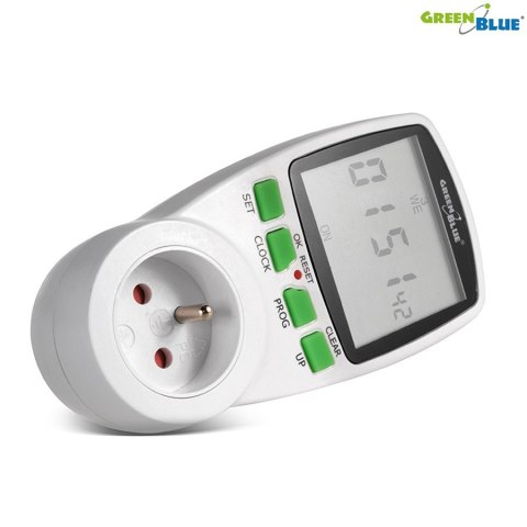 Włącznik czasowy - timer cyfrowy GreenBlue, 16 programów, max 240 programów, GB105 Włącznik czasowy - timer cyfrowy GreenBlue, 16 programów, max 240 programów, GB105