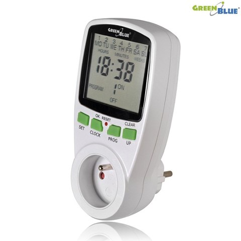 Włącznik czasowy - timer cyfrowy GreenBlue, 16 programów, max 240 programów, GB105 Włącznik czasowy - timer cyfrowy GreenBlue, 16 programów, max 240 programów, GB105
