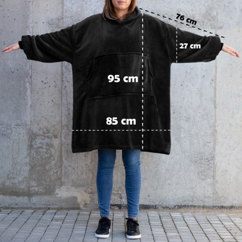 Bluzair Bluza Koc Hoodie Oversize Polska Czarny Bluzair Bluza Koc Hoodie Oversize Polska Czarny