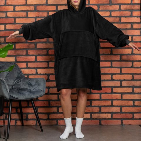 Bluzair Bluza Koc Hoodie Oversize Polska Czarny Bluzair Bluza Koc Hoodie Oversize Polska Czarny