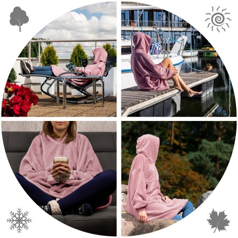 Bluzair Bluza Koc z Kapturem XXL Ciepła Różowy 4w1 Bluzair Bluza Koc z Kapturem XXL Ciepła Różowy 4w1